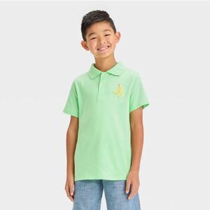 NWT Cat & Jack Size XL (14) Mint Green Collared Polo Short Sleeve Shirt Banana